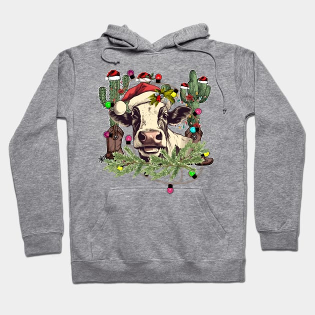 Mooey Christmas Cow Hoodie by MZeeDesigns